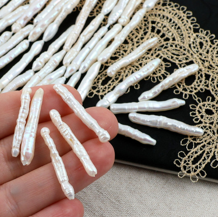 Perła słodkowodna kremowa pałeczka 25-40mm