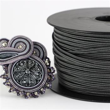 Sznurek sutasz acetat ITALY 2,5mm charcoal [1metr]