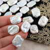 Perła słodkowodna baroque biała nieregularny prostokąt 20x15mm