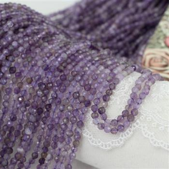 Ametyst kula fasetowana 4mm [sznur 39cm]