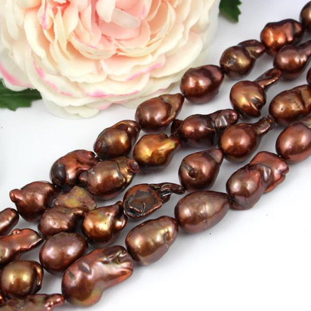 Perła słodkowodna baroque brązowa podłużna