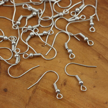 Bigle do kolczyków otwarte z kulką ciemne srebrne 18mm [20par]