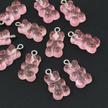 Miś żelek akrylowy różowy 17x11mm