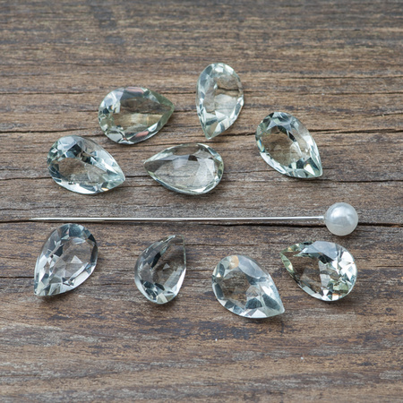 Ametyst zielony fasetowany do oprawy jubilerskiej łezka 10x7mm