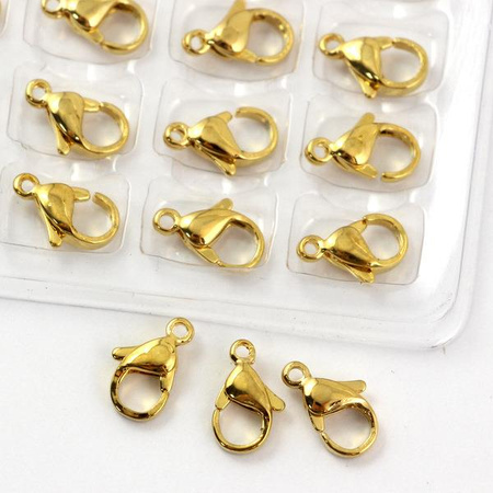 Zapięcie karabińczyk stal szlachetna pozłacana 12mm