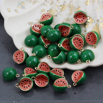 Zawieszka 3D metalowa emaliowana arbuz 12x10mm