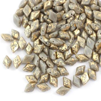 GemDuo 5x8mm Gold Splash Gray Opaque [20szt]