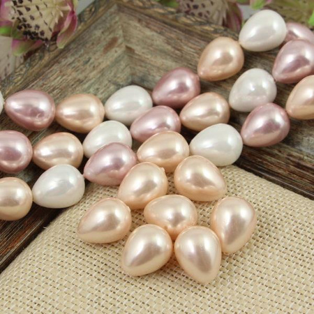 Perła seashell kropla kremowa 15x12mm