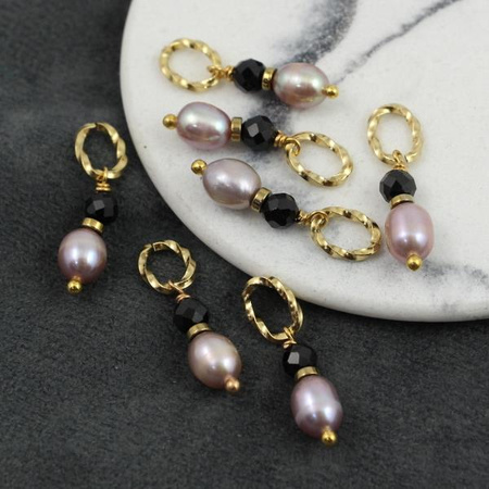 Zawieszka filigranowa kamienie + stal 23mm