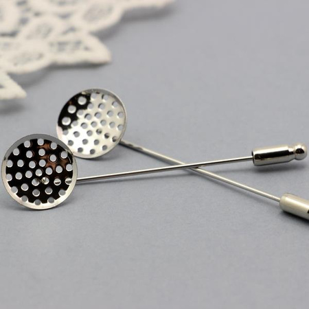 Baza broszki srebrna z sitkiem 16x70mm