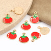 Zawieszka złota emaliowana pomidor czerwony 17x13mm