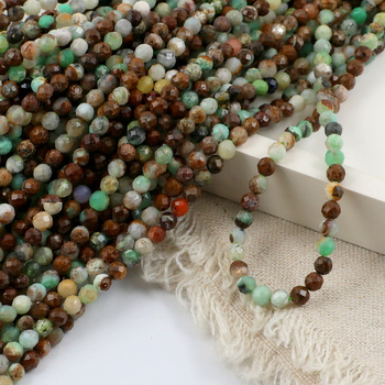 Chryzopraz kula fasetowana 4mm [sznur 39cm]