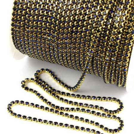 Taśma ozdobna cyrkoniowa gold/montana 3mm [50cm]