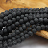 Lawa wulkaniczna czarna kula 8mm [sznur 39cm]