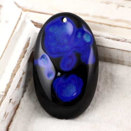 Agat zawieszka owal niebieski 53x33mm