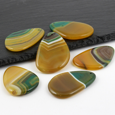 Agat żółto-zielony zawieszka plaster losowy wybór