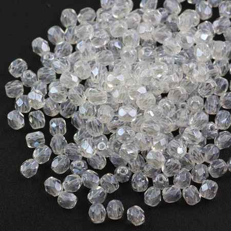 Fire Polish 4mm Crystal Snow White Iris Sphinx [20szt]