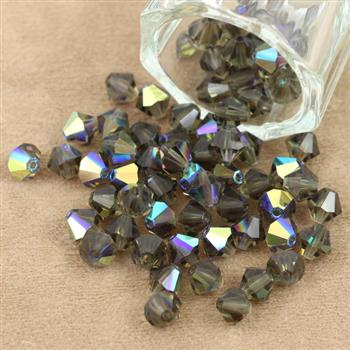 Preciosa Bicone Bead Rondelle Black Diamond AB 6mm [12szt]