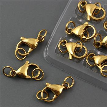 Zapięcie karabińczyk stal szlachetna pozłacana +OG 11mm