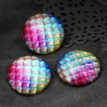 Kaboszon szklany z grafiką łuska węża moneta 25mm