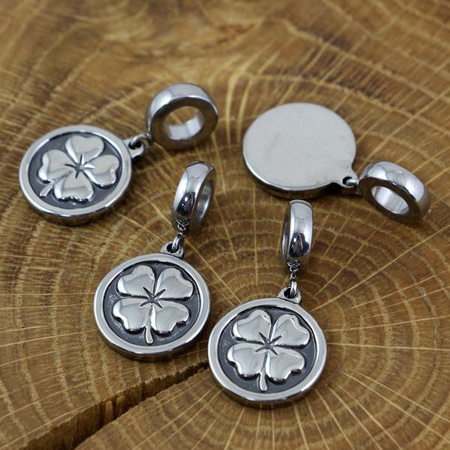 Zawieszka koniczyna z przywieszką stal szlachetna