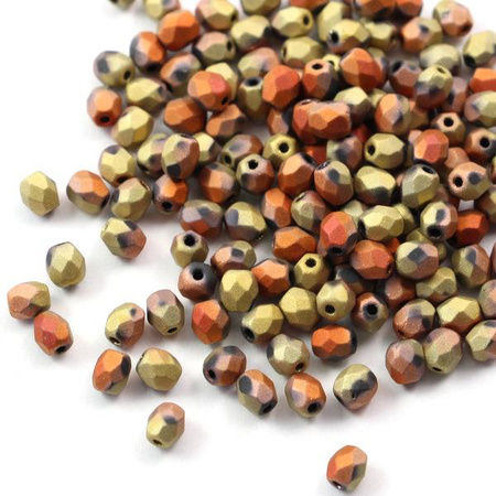 Fire Polish 4mm Jet California Gold Rush Matted [20szt]