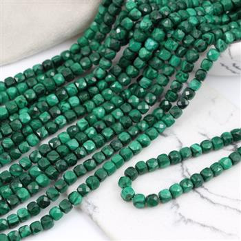 Malachit naturalny kostka fasetowana 4mm [10szt]