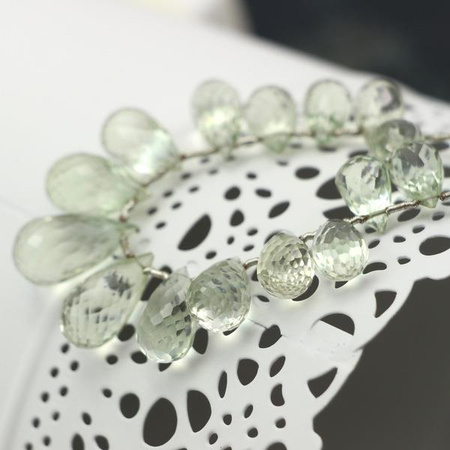 Ametyst zielony kropla fasetowana 15x8mm