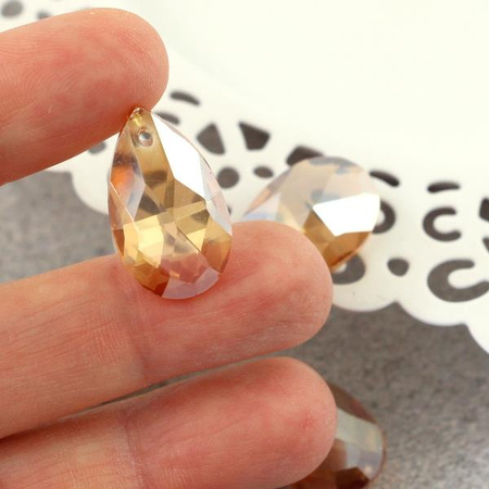 Kryształek szklany łezka fasetowana szampańska luster 22x13mm