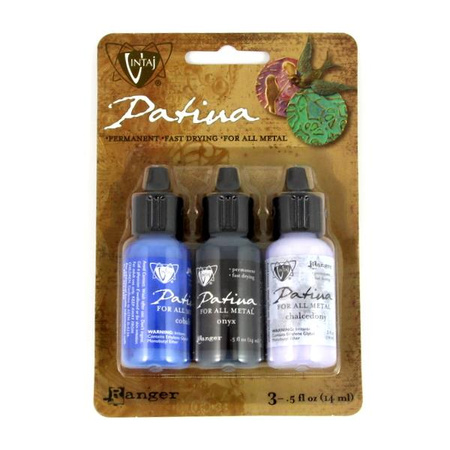 Patyna farby do powlekania metali Kobalt Onyx Chalcedon 3x14ml