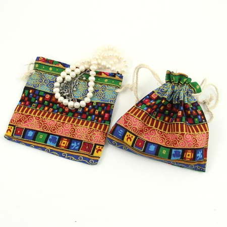 Woreczek z płótna afrykański wzór 14x10cm