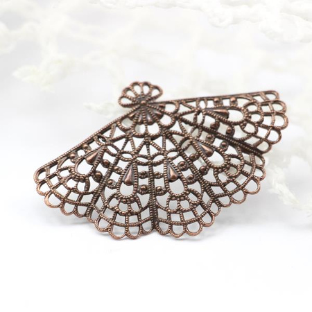 Element filigranowy wachlarz k.miedziany 40x27mm