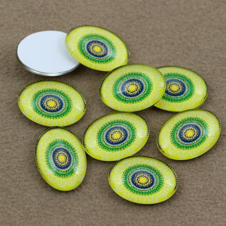 Kaboszon szklany z grafiką owal 18x13mm