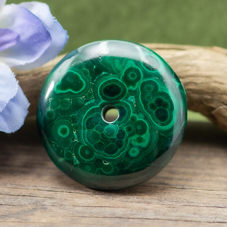 Zawieszka malachit naturalny donut 31mm