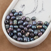 Perła słodkowodna granatowa z dużym otworem 8-10mm