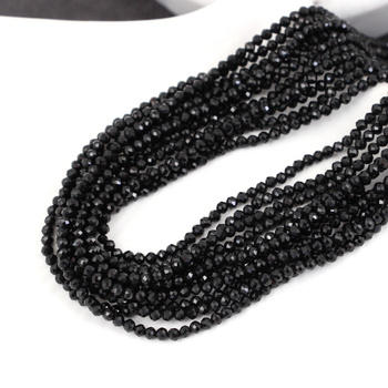 Turmalin czarny kula fasetowana 2mm [sznur 39cm]