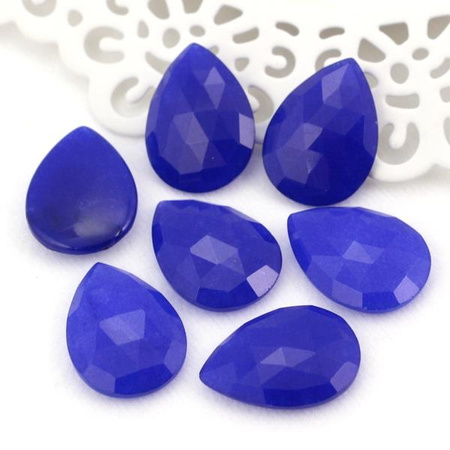 Kaboszon jadeit łezka fasetowana kobaltowa 24x18mm