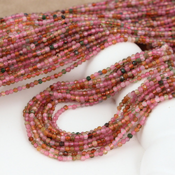 Turmalin multikolor kula fasetowana 2mm [sznur 39cm]