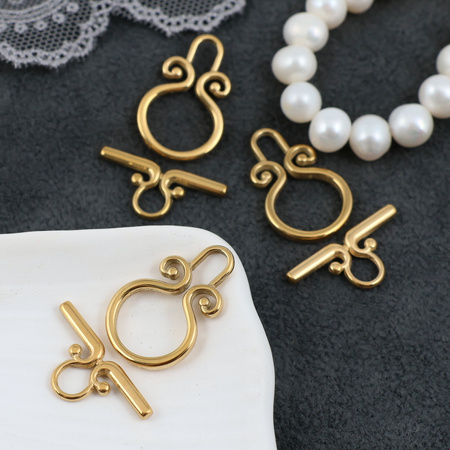 Zapięcie toggle stal szlachetna pozłacana finezyjne 23x15mm