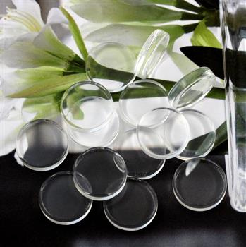 Kaboszon szklany przezroczysty moneta 18mm