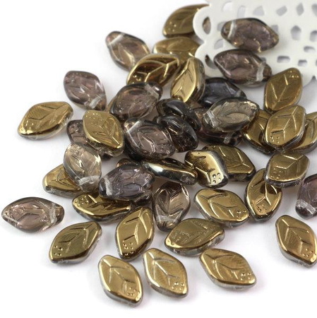 Listek szklany szaro-złoty 12x8mm [10szt]
