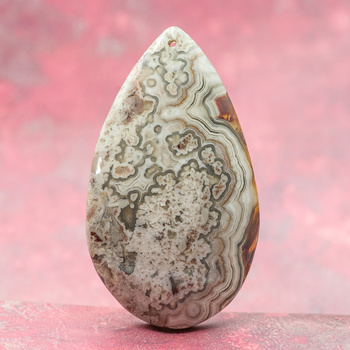 Zawieszka agat koronkowy łezka 62x36mm