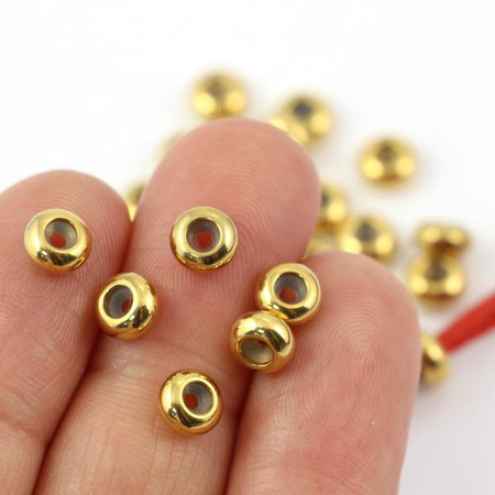 Stoper blokada z silikonem stal szlachetna pozłacana 8x4mm/3,5