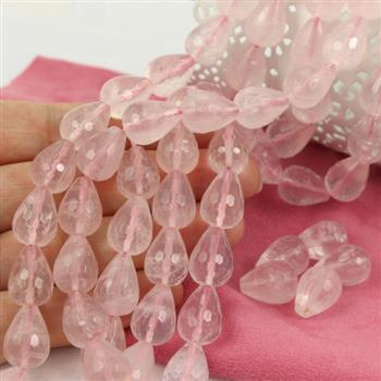 Kwarc różowy kropla fasetowana 16x12mm