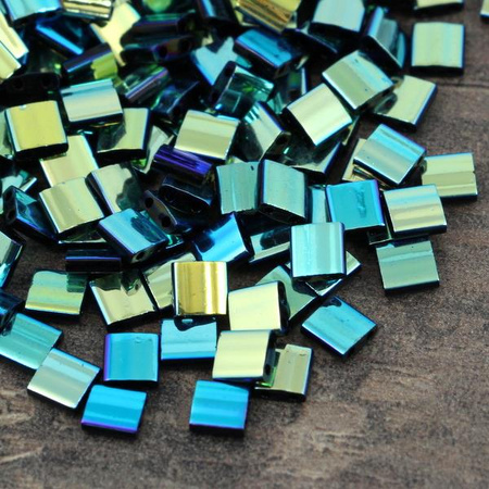 Miyuki Tila Beads 5x5x1,9mm Black Blue Star Full [30szt]