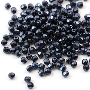 Fire Polish 3mm Jet Blue Hematite Full [40szt]