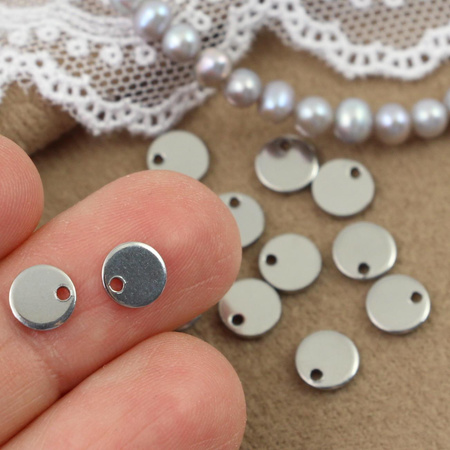 Zawieszka stal szlachetna blaszka srebrna 6mm