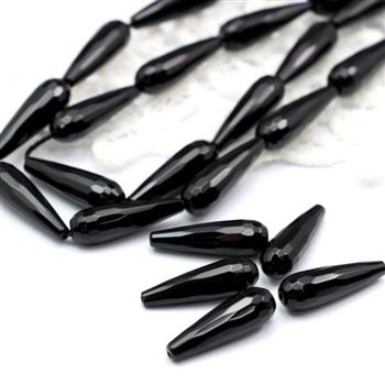 Onyks kropla fasetowana 30x8mm [wzdłuż]