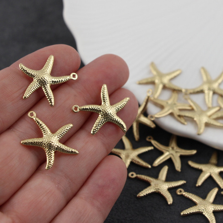 Zawieszka rozgwiazda stal szlachetna pozłacana 22x20mm