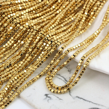 Hematyt złoty kostka zaokrąglona 3mm [sznur 39cm]